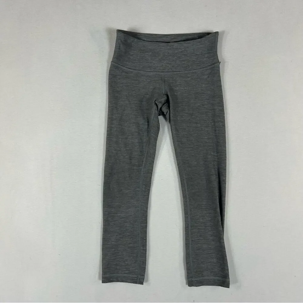 Lululemon Gray Space Dye Crop Leggings Women’s 2 XS Mid Rise Cotton Soft
